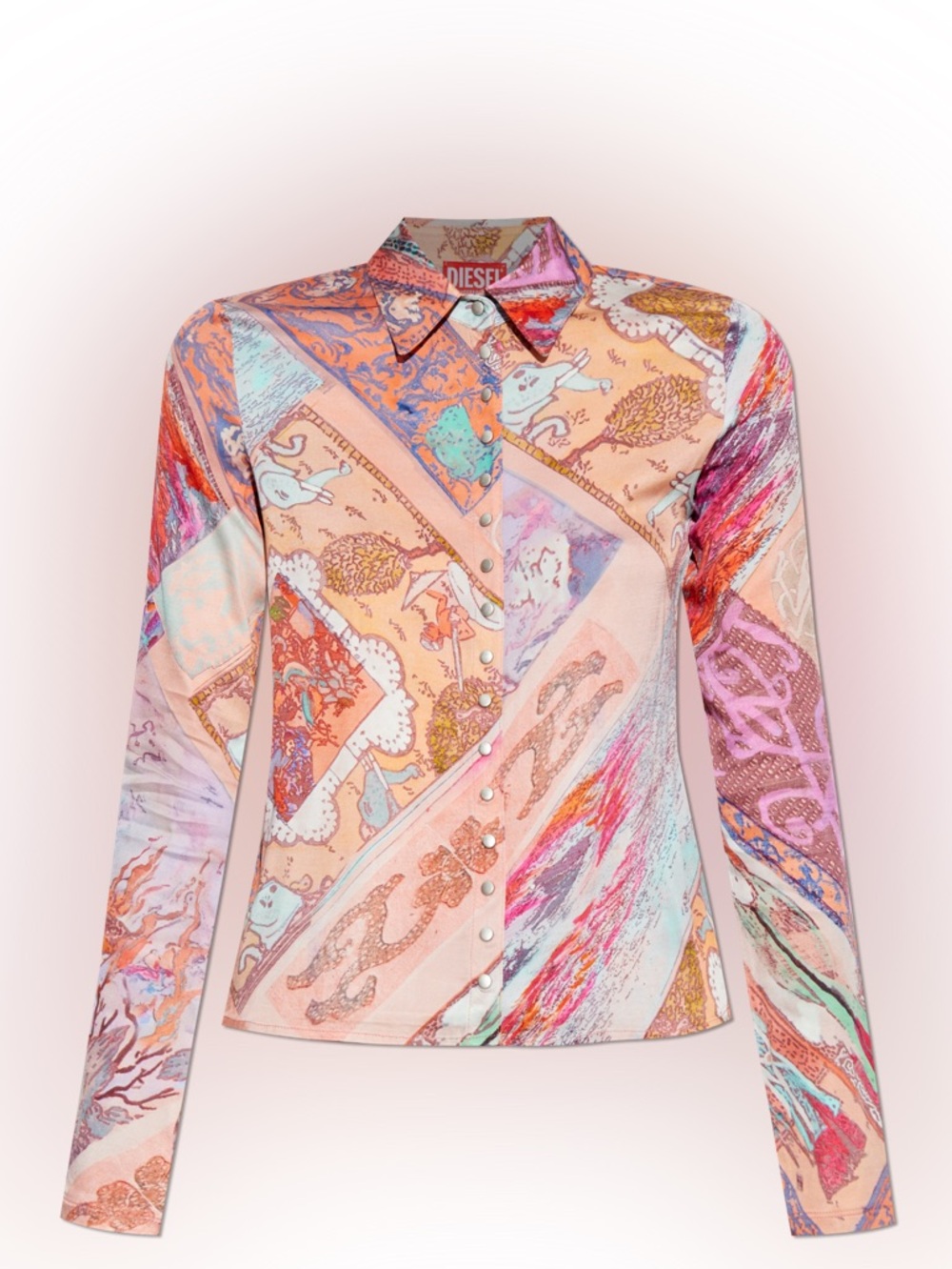 Gorgeous DIESEL Y2K C-Amelia Patchwork Hippie Bohemian Chic Blouse NWT